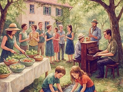 Stimmung auf dem Sommerfest . mit Hilfe von KI erstellt